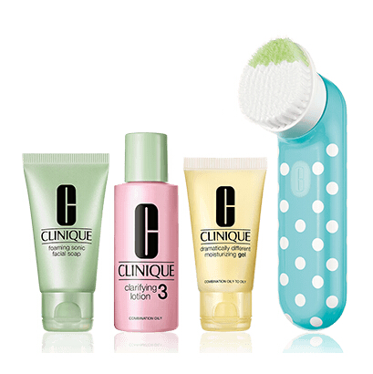 限量版！Clinique 倩碧湖蓝色波点洗脸刷 + 三部曲套装 $89.5（约583元）