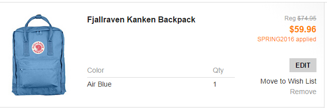 Fjallraven Kanken 北极狐背包 多色可选 8折优惠