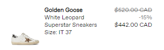 Golden Goose 白色 Superstar 运动鞋 442加元（约2216元）