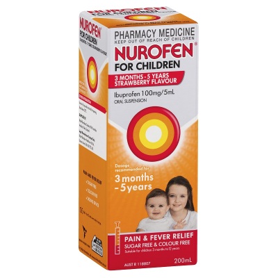 Nurofen 儿童布洛芬退烧口服液 200ml （3个月-5岁）草莓味<br />       18.95澳币