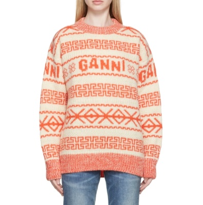 GANNI logo 红白条纹羊毛毛衣<br />       6.7折 $251（约1677元）