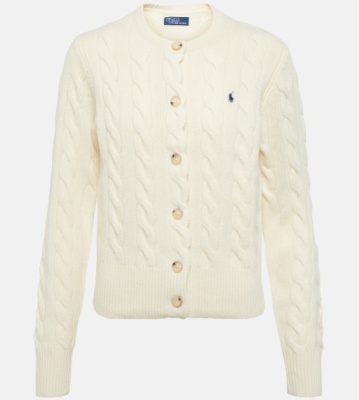 POLO RALPH LAUREN 奶白色羊毛羊绒款开衫<br />       9折 €175.5（约1328元）