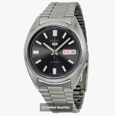 SEIKO 精工自动机械黑色表盘不锈钢男士手表<br />       5.1折 $109（约779元）
