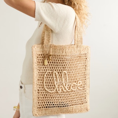 CHLOE 蔻依 Summer Banana Raffia 托特包<br />       8.5折 HK$8075（约7464.53元）