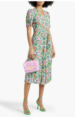 DVF Sammie 配腰带花卉印花绉纱中长连衣裙<br />       2折 $100（约724.06元）