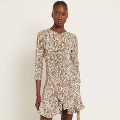 THE OUTNET 美站：Isabel Marant 时装热卖 Lilia 褶饰印花弹力真丝中长连衣裙$676<br />       3折起+大量上新