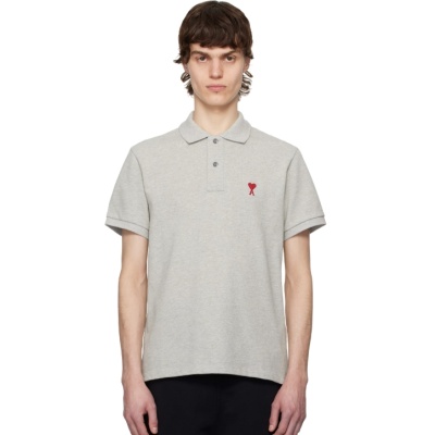 AMI Paris 灰色 Cotton Ami de Coeur Polo 衫<br />       7.7折 $177（约1275.29元）