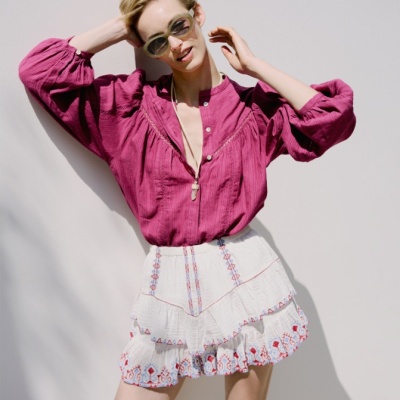 THE OUTNET 美站：MARANT ÉTOILE 时装新入驻 蕾丝边亚麻迷你半身裙$188<br />       低至1.5折