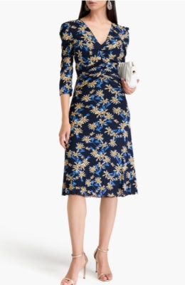 DVF Ivan 褶饰印花弹力网布中长连衣裙<br />       5折 $239（约1720.92元）