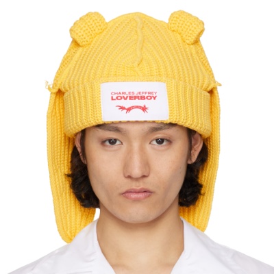 中站含税！Charles Jeffrey LOVERBOY 黄色 Chunky Rabbit 毛线帽<br />       7折 $112（约806.46元）