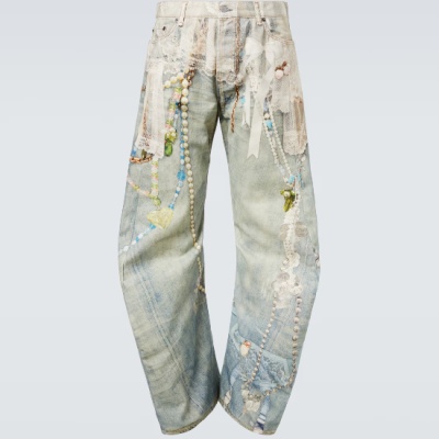 上新！ACNE STUDIOS 蕾丝珍珠链条牛仔裤<br />       €630（约5313.67元）