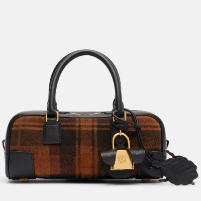 LOEWE 罗意威 Amazona 23 棕色绒面格纹手提包<br />       €3525（约29477.46元）