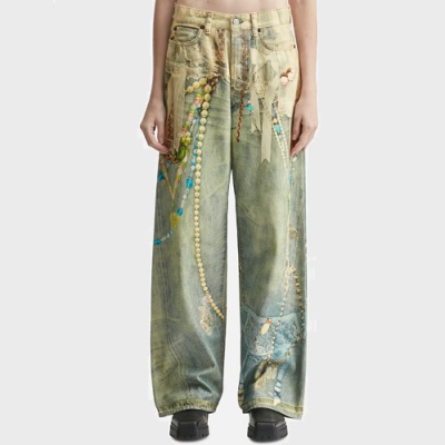Acne Studios 蕾丝珍珠链条牛仔裤<br />       $860（约6135.41元）