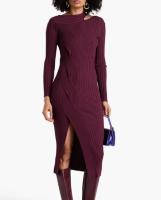 DVF Cassie 挖剪罗纹针织中长连衣裙<br />       3.5折 $195.3（约1396.67元）