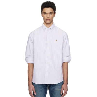 Polo Ralph Lauren 紫色 & 白色 Classic Fit Striped Oxford 衬衫<br />       8.7折 $109（约779.67元）