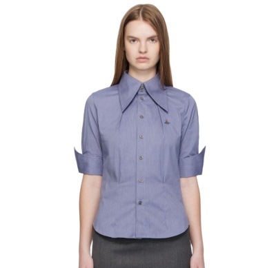 Vivienne Westwood 蓝色 Short Sleeve Violin 衬衫<br />       7折 $322（约2299.66元）