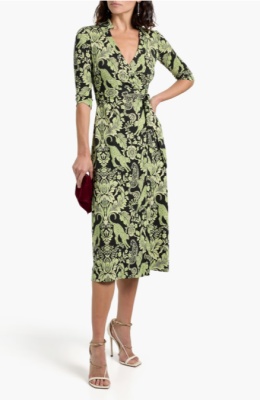 DVF Abigail 印花真丝平纹针织中长裹身连衣裙<br />       4.5折 $328（约2346.97元）