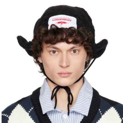 中站含税！Charles Jeffrey LOVERBOY 黑色 Chunky Aviator 毛线帽<br />       3.1折 $84（约599.97元）