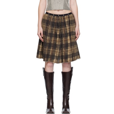 R13 棕色 Knee-Length Kilt 双面半身裙<br />       $505（约3603.58元）