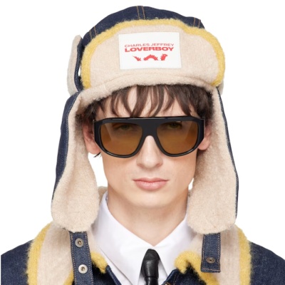 CHARLES JEFFREY LOVERBOY 海军蓝 & 驼色 Knit Patch 飞行员帽<br />&nbsp;&nbsp;&nbsp;&nbsp;&nbsp;&nbsp;&nbsp;3折&nbsp;$90（约602.09元）